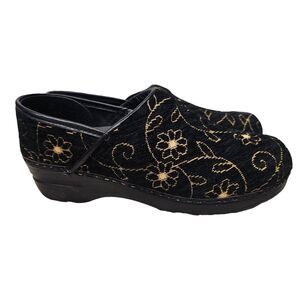 SANITA‎ Clogs Floral Fabric Clogs Corduroy Shoes Leather 39